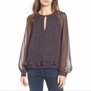 Rebecca Minkoff Lorena Ditzy Floral Sheer Long Sleeve Top Extra Small